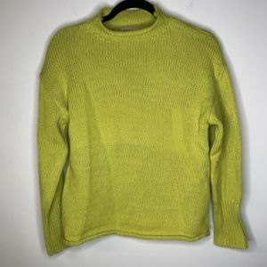 Philosophy Womens Knit Funnel Neck Sweater Neon Green Size Small